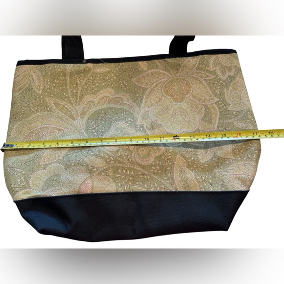 Chic Black and Gold Floral Tote Bag #D - Picture 6 of 7